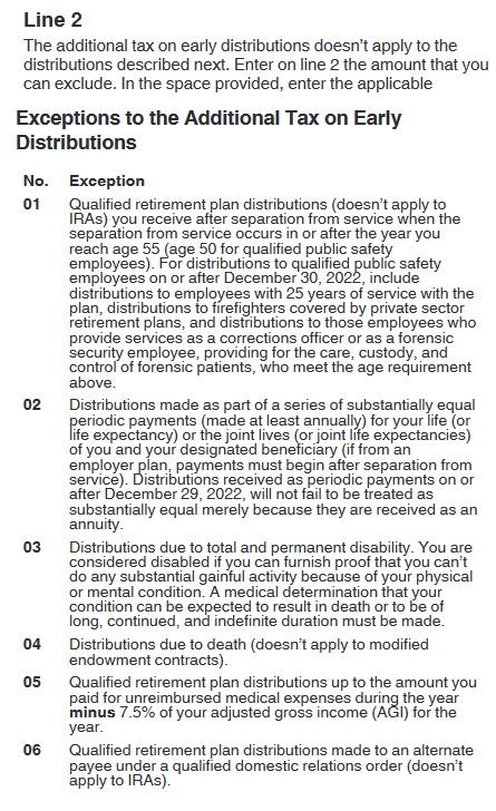 early distribution exemptions